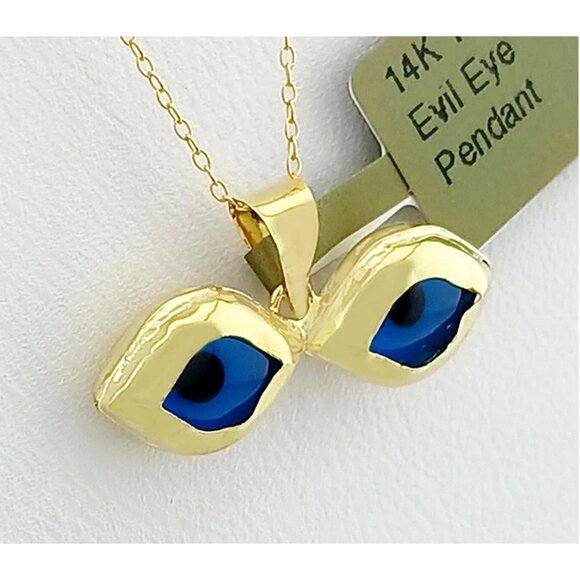 Evil Eye Pendant 14k Yellow Gold - Picture 3 of 5